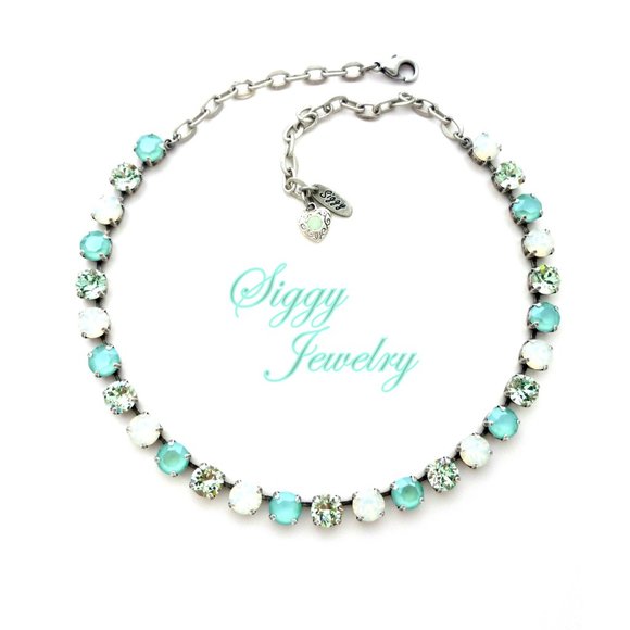 Mint Julep Tennis Necklace made with 8mm Genuine Swarovski Crystals